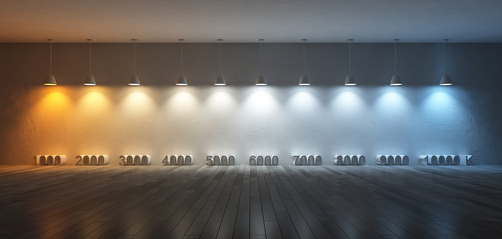 Différentes nuances de blanc d'une ampoule LED