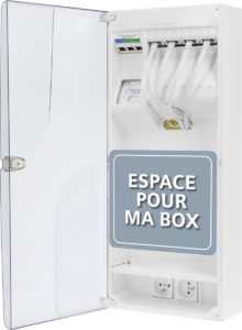 Coffret de communication avec emplacement box intégré