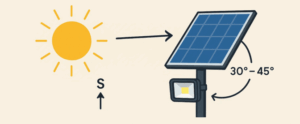Orientation panneau solaire sur lampe