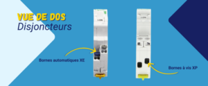 Disjoncteurs modulaires Schneider Rési9 XP et XE vue de dos